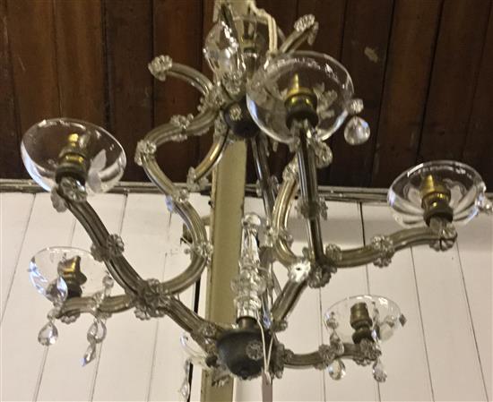 2 glass chandeliers